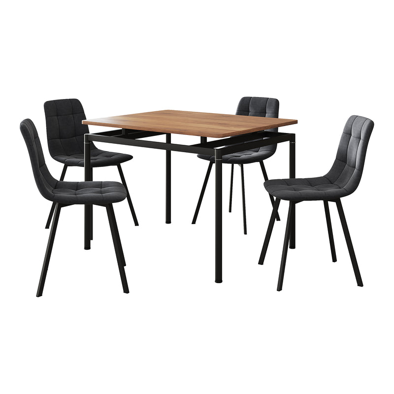 Målskitse Spisebordssæt Hemnes 5-delt egetræslook/mørkegrå [en.casa]