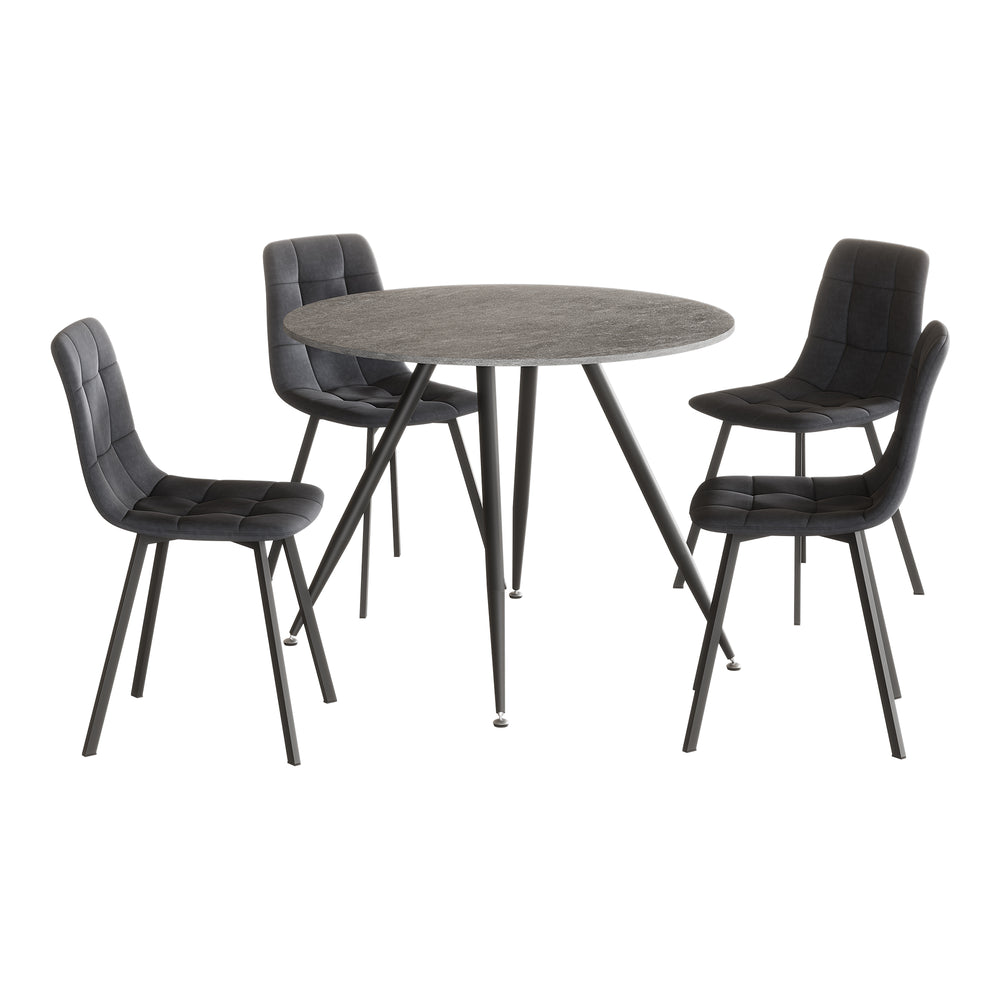 Spisegruppe Fitjar 5 - dele betonlook/mørkegrå [en.casa] - premiumXL