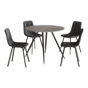 Spisebordssæt Fitjar 5-delt betonlook/mørkegrå [en.casa]