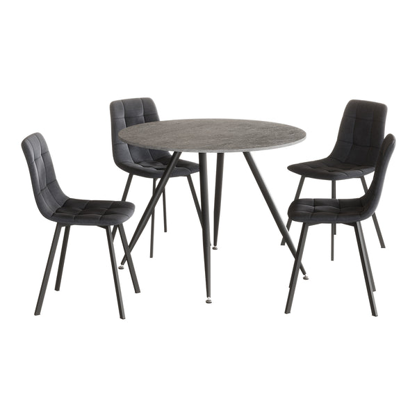 Spisebordssæt Fitjar 5-delt betonlook/mørkegrå [en.casa]