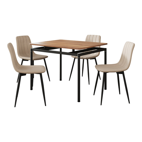 Spisebordssæt Hemnes 5-delt egetræslook/lysebrun [en.casa]