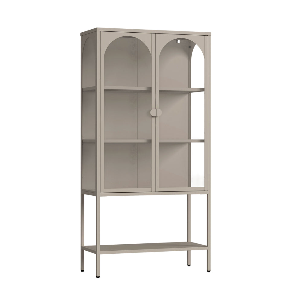 Vitrineskab Klippestad Stål 160x80x35 cm Kamelbrun [en.casa]