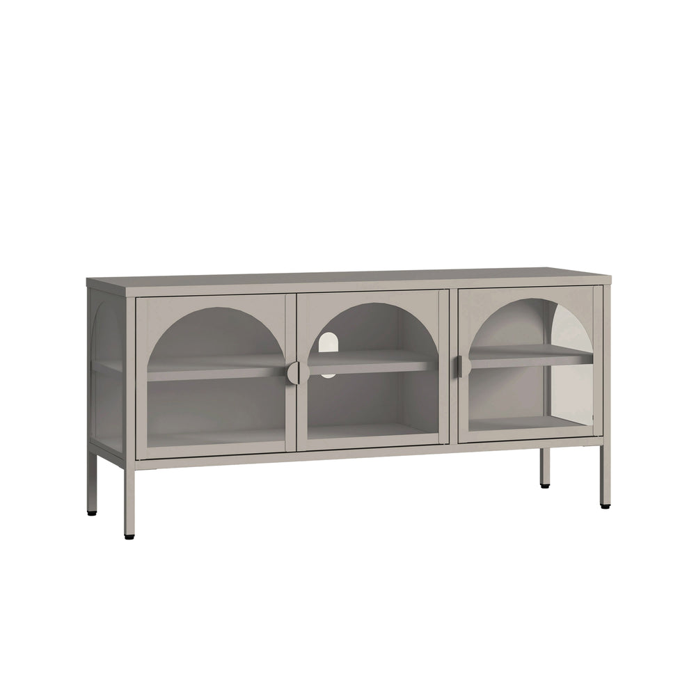 Vitrineskab Klippestad Stål 118x35x55 cm Kamel Farve [en.casa]