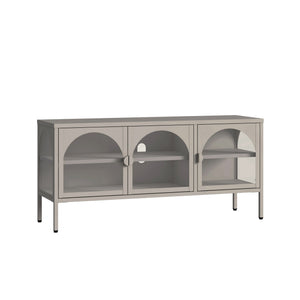 Vitrineskab Klippestad Stål 118x35x55 cm Kamel Farve [en.casa]