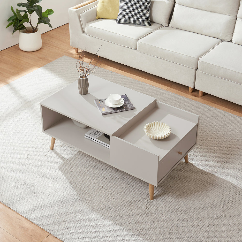Sofabord Hallevil med skuffe 106x59x44 cm Hvid [en.casa] - premiumXL