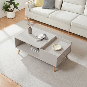 Sofabord Hallevil med skuffe 106x59x44 cm lysegrå [en.casa]