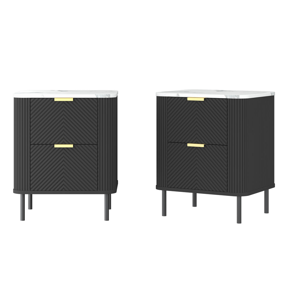 Natskab Olvehok 2 stk. sæt 55x52x38 cm Sort/Marmorlook, hvid [en.casa]