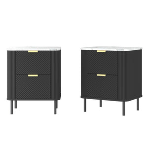 Natskab Olvehok 2 stk. sæt 55x52x38 cm Sort/Marmorlook, hvid [en.casa]