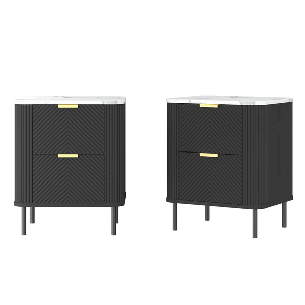 Natskab Olvehok 2 stk. sæt 55x52x38 cm Sort/Marmorlook, hvid [en.casa]
