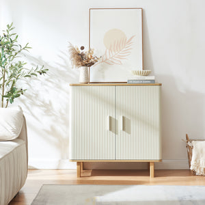 Ferrersp skænk med 2 låger 80x80x40 cm egetræslook/sandfarver [en.casa]