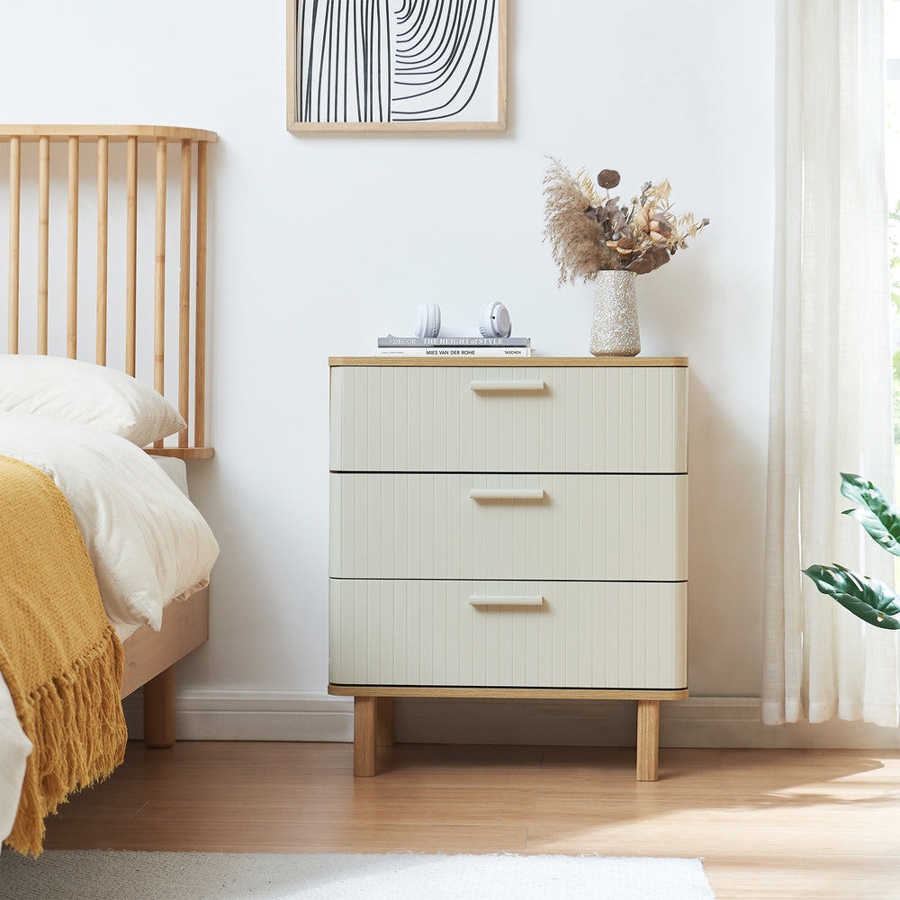 Cajonera Ferrersp con 3 cajones MDF 70x60x40cm - Roble/Oatmeal [en.casa]