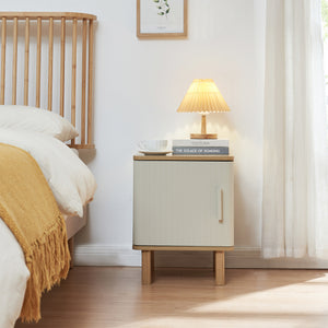Ferrersp sengeskab med låge 50x40x40 cm egetræslook/sandfarver [en.casa]