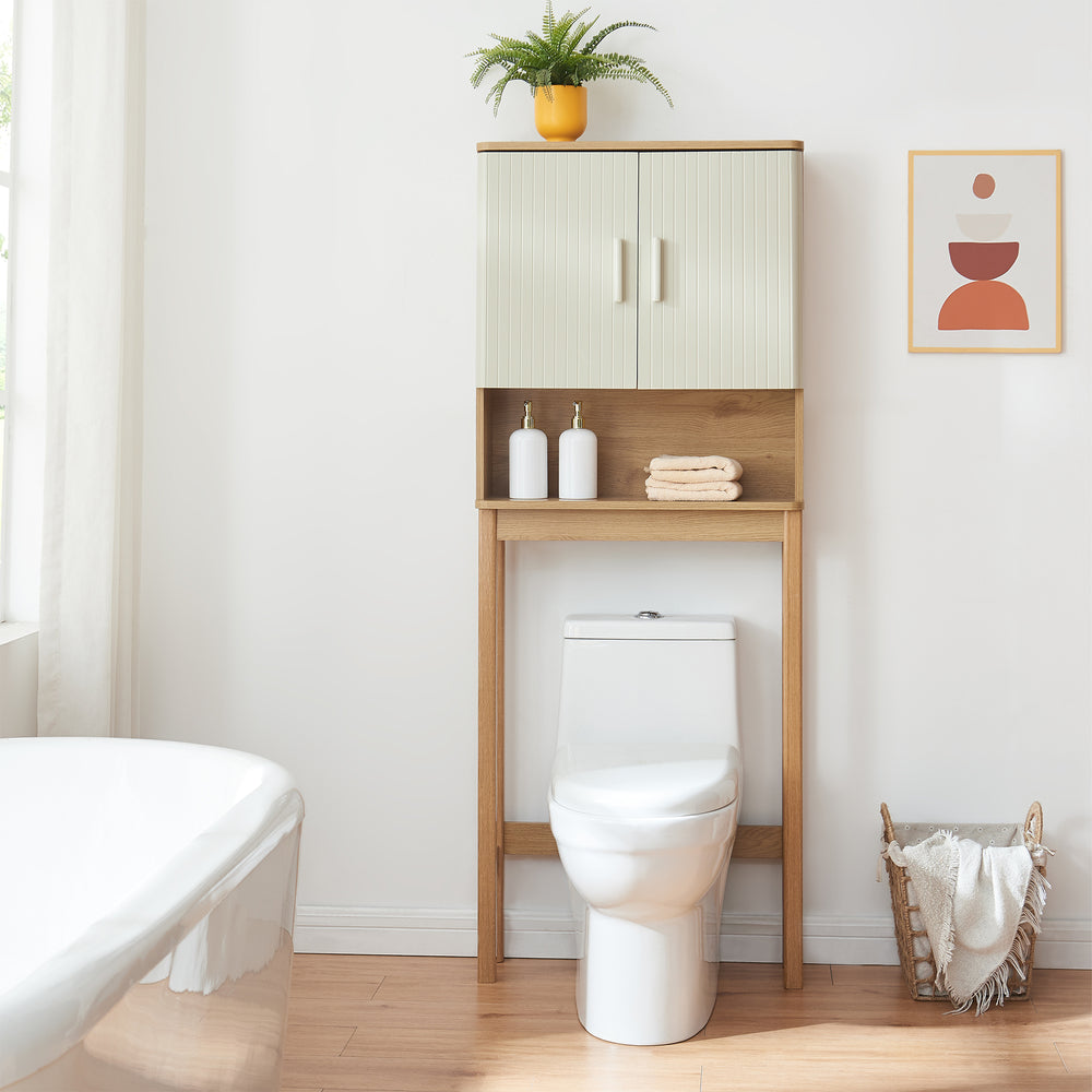 Toiletskab Ferrersp 160x63x20 cm egetræslook/sandfarver [en.casa]