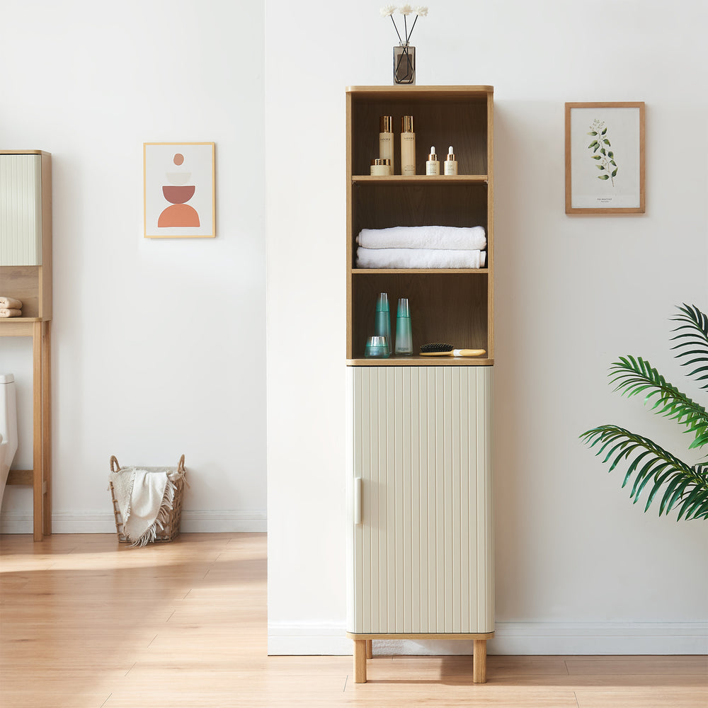 Højskab Ferrersp 160x42x35 cm egetræslook/sandfarver [en.casa]