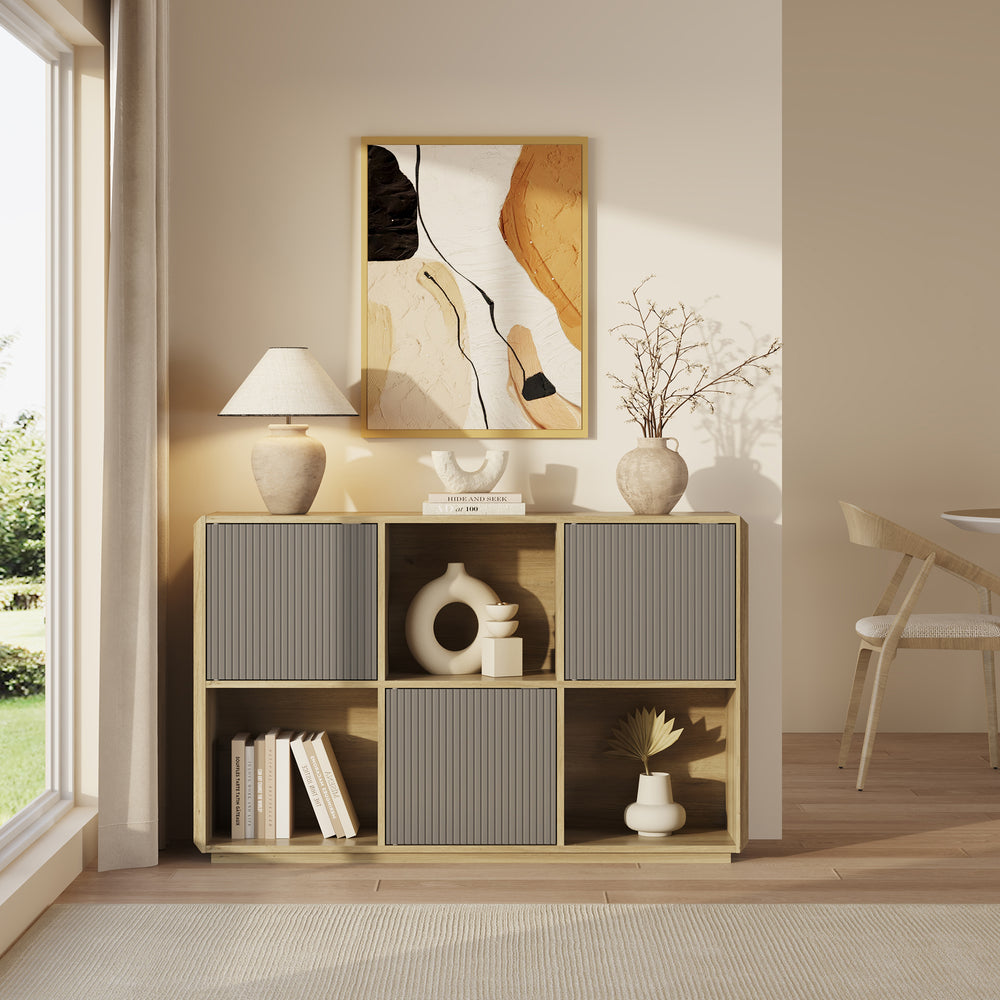 Sideboard Trömi 75x120x30 cm Eg-look/Grå [en.casa]