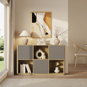 Sideboard Trömi 75x120x30 cm Eg-look/Grå [en.casa]