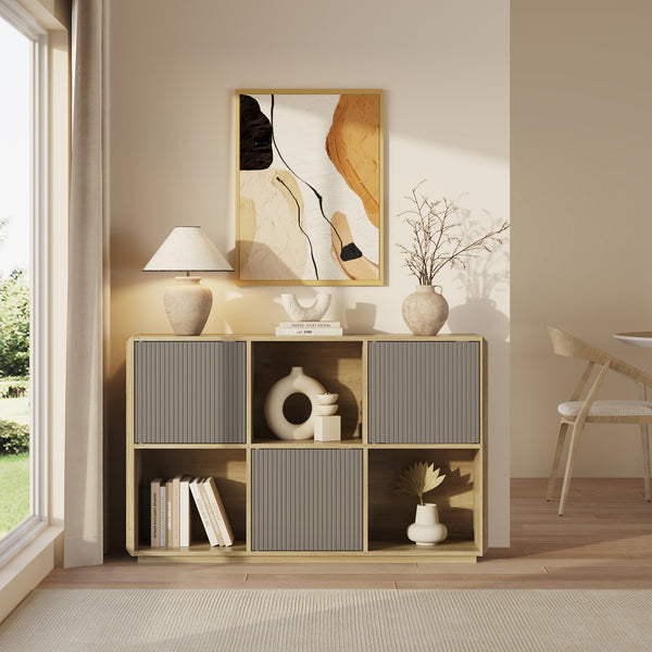 Sideboard Trömi 75x120x30 cm Eg-look/Grå [en.casa]