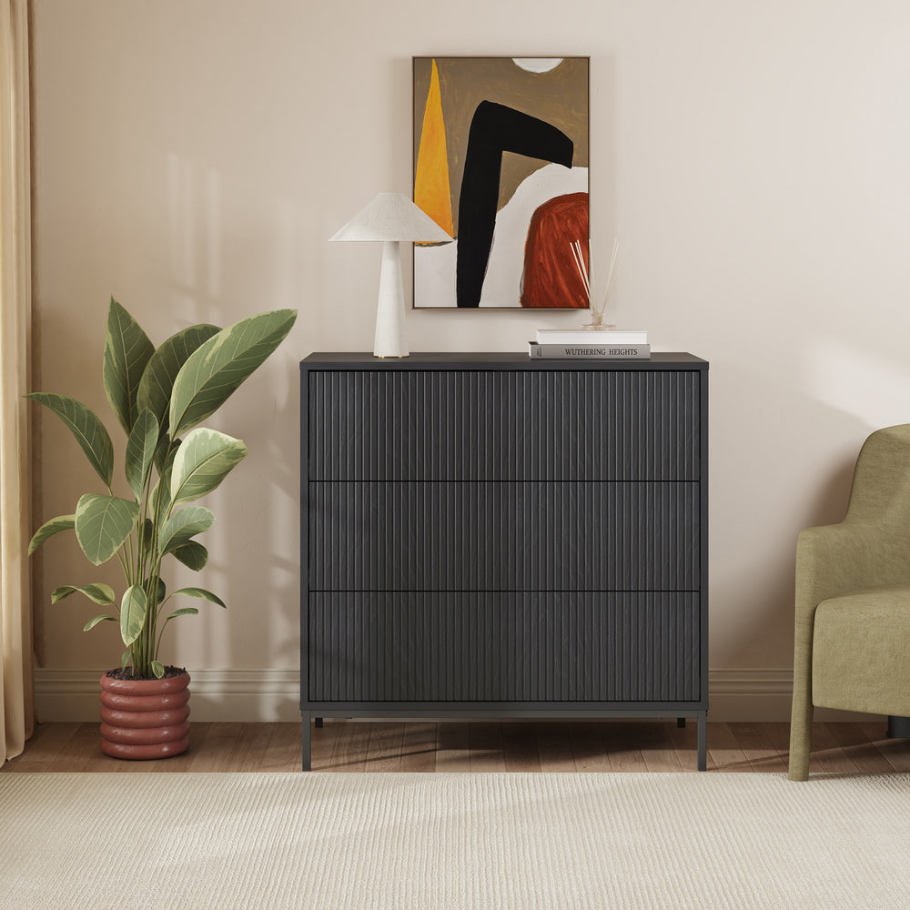 Kommode Nykapin 80x80x40 cm Sort [en.casa]