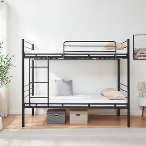 Bevapis køjeseng i metal med 2 madrasser 90x200 cm sort [en.casa]