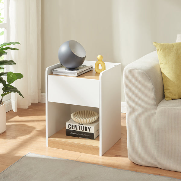 Sengebord Kuorshare 55x42x37 cm hvid/eg-look [en.casa]