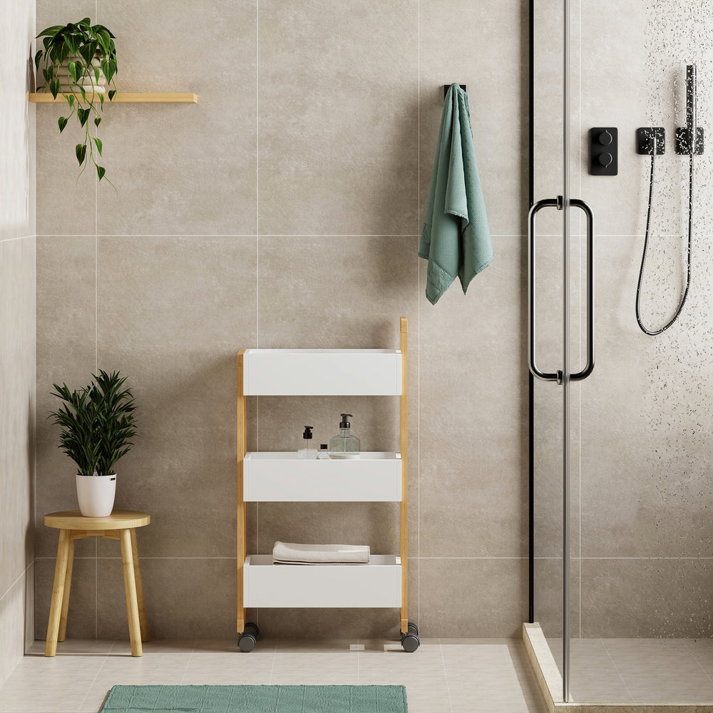 Varulta trolley 80x41x20 cm natur/hvid [en.casa]