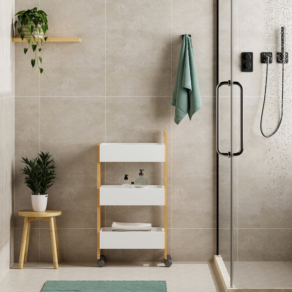 Varulta trolley 80x41x20 cm natur/hvid [en.casa]