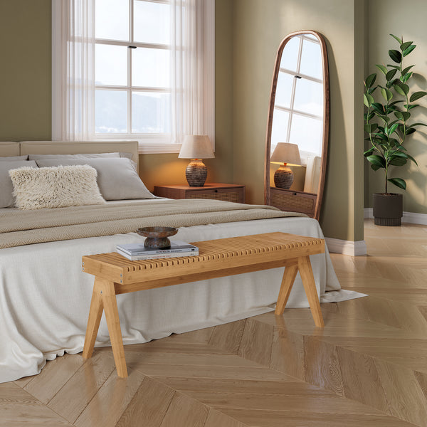 Bænk Lasdarvoo 120x35x45 cm naturlig bambus [en.casa]