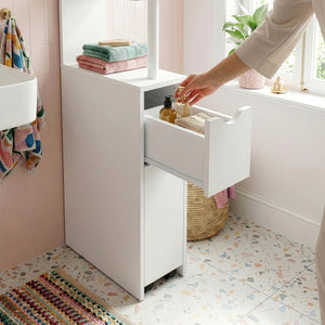 Nichehylde med udtræk Fadeskimma 113x19x45 cm Hvid [en.casa]