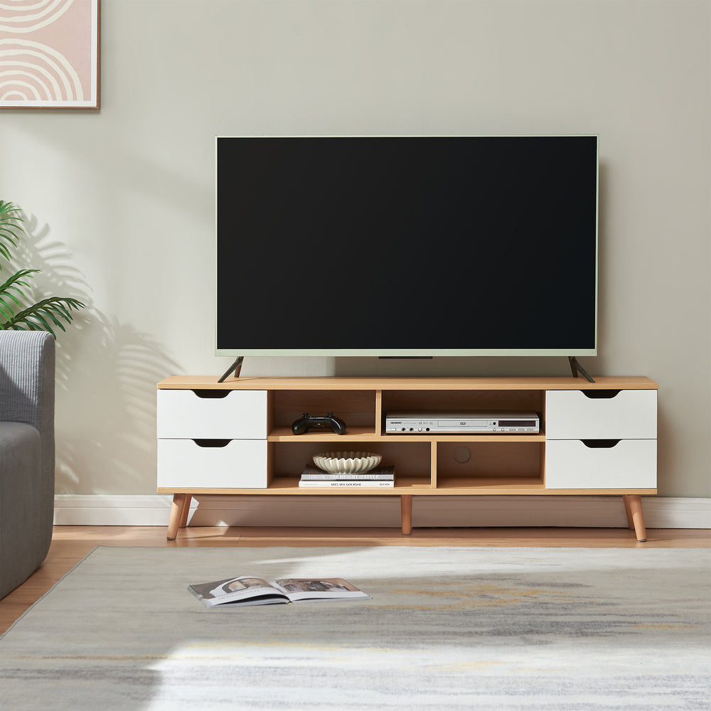 TV-møbel Bordkak 140x30x45 cm egetræslook/hvid [en.casa]