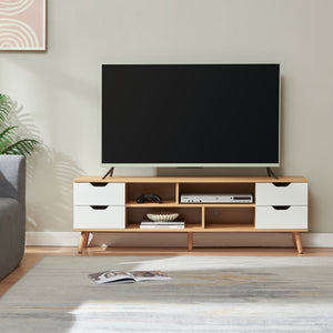 TV-møbel Bordkak 140x30x45 cm egetræslook/hvid [en.casa]