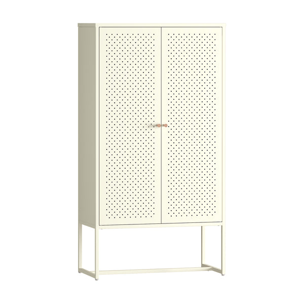 Highboard Viitasaari 150x80x40 cm stål cremehvid [en.casa]