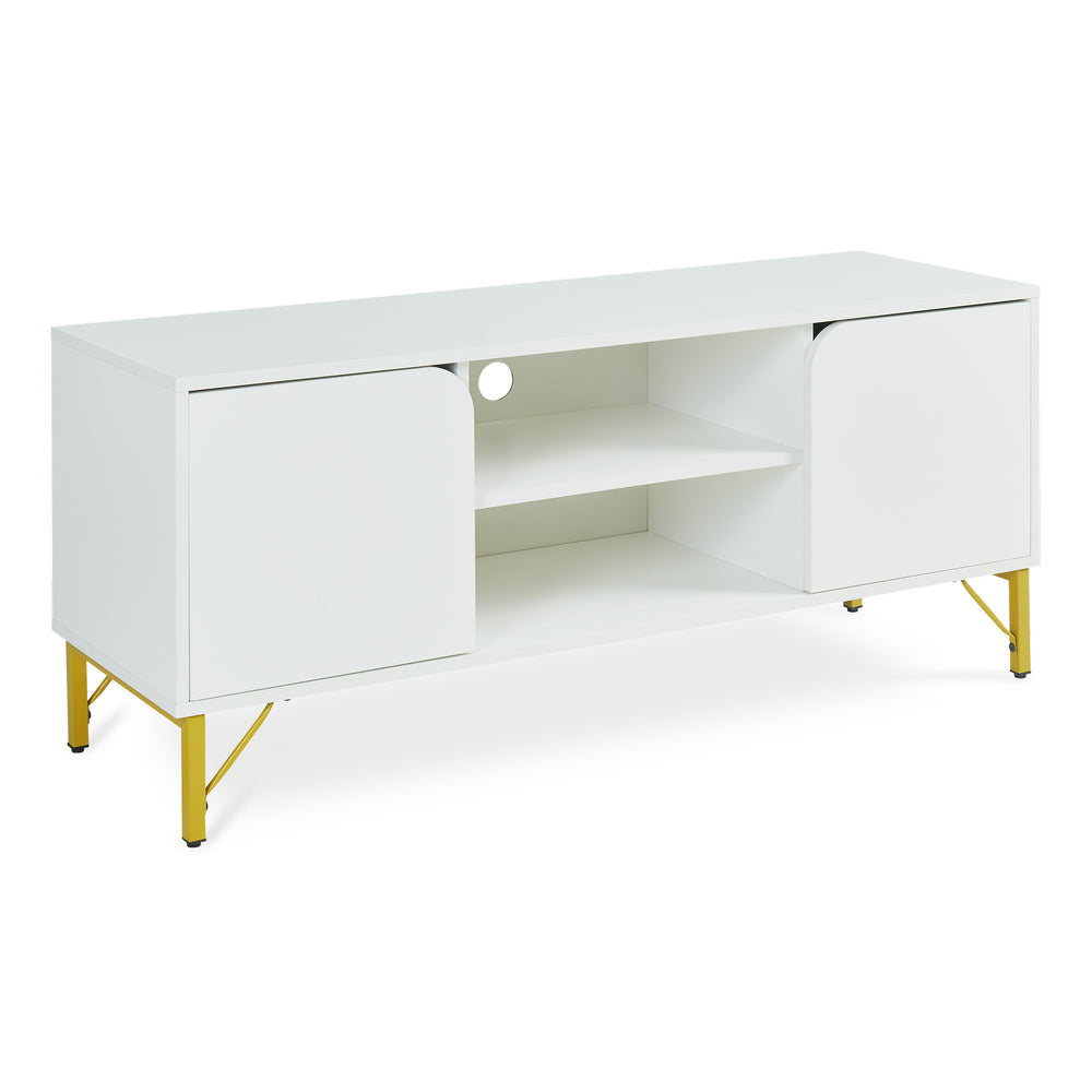 TV-skab Reyri 120x39x52 cm Hvid/Guldfarvet [en.casa]