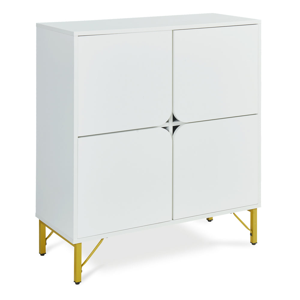 Sideboard Reyri 90x80x35 cm Hvid/Guldfarvet [en.casa]