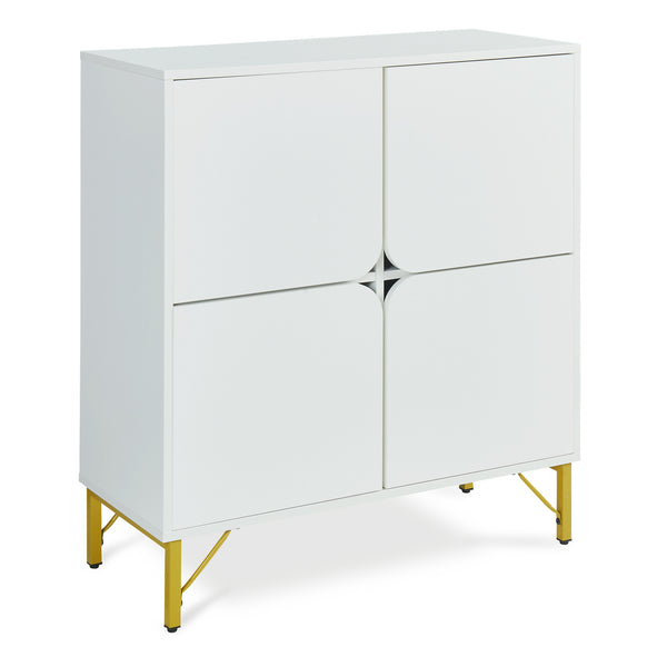 Sideboard Reyri 90x80x35 cm Hvid/Guldfarvet [en.casa]