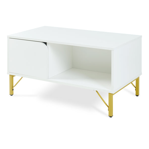 Sofabord Reyri 80x45x42 cm Hvid/Guldfarvet