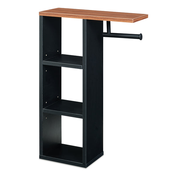 Toiletrulleholder Trond 60x40x16 cm Sort/Valnøddeudseende [en.casa]