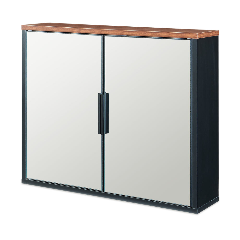 Spejlskab Trond 50x60x15 cm Sort/Valnøddeudseende [en.casa]