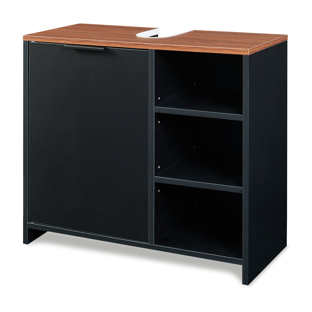 Vaskeskab Trond 60x66x30 cm Sort/Valnøddeudseende [en.casa]
