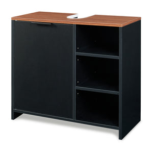 Vaskeskab Trond 60x66x30 cm Sort/Valnøddeudseende [en.casa]