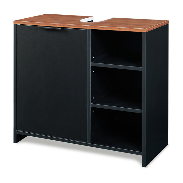 Vaskeskab Trond 60x66x30 cm Sort/Valnøddeudseende [en.casa]