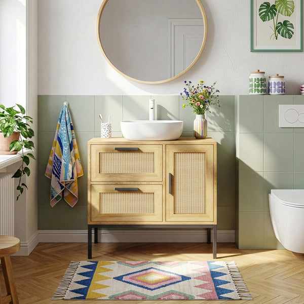 Vaskeskab Marhasa 60x60x40 cm Eg-look/Sort [en.casa]