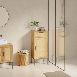 Badeværelsesskab Marhasa 92x40x30 cm Eg-look/Sort [en.casa]