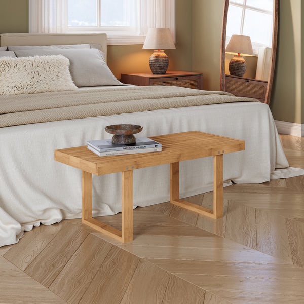 Bænk Aarela 91x41x38 cm Bambus [en.casa]