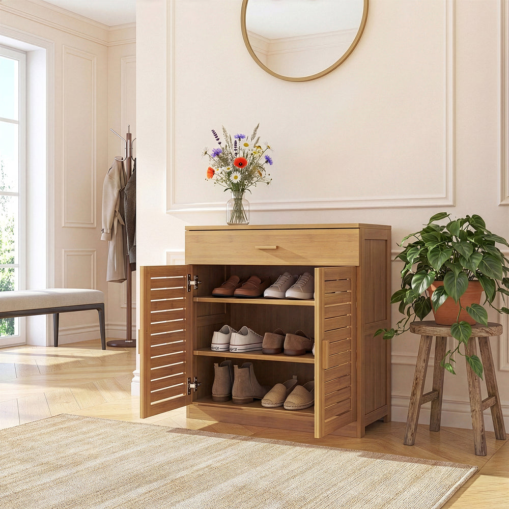 Skoskab Aarela 67x66x34 cm bambus [en.casa]