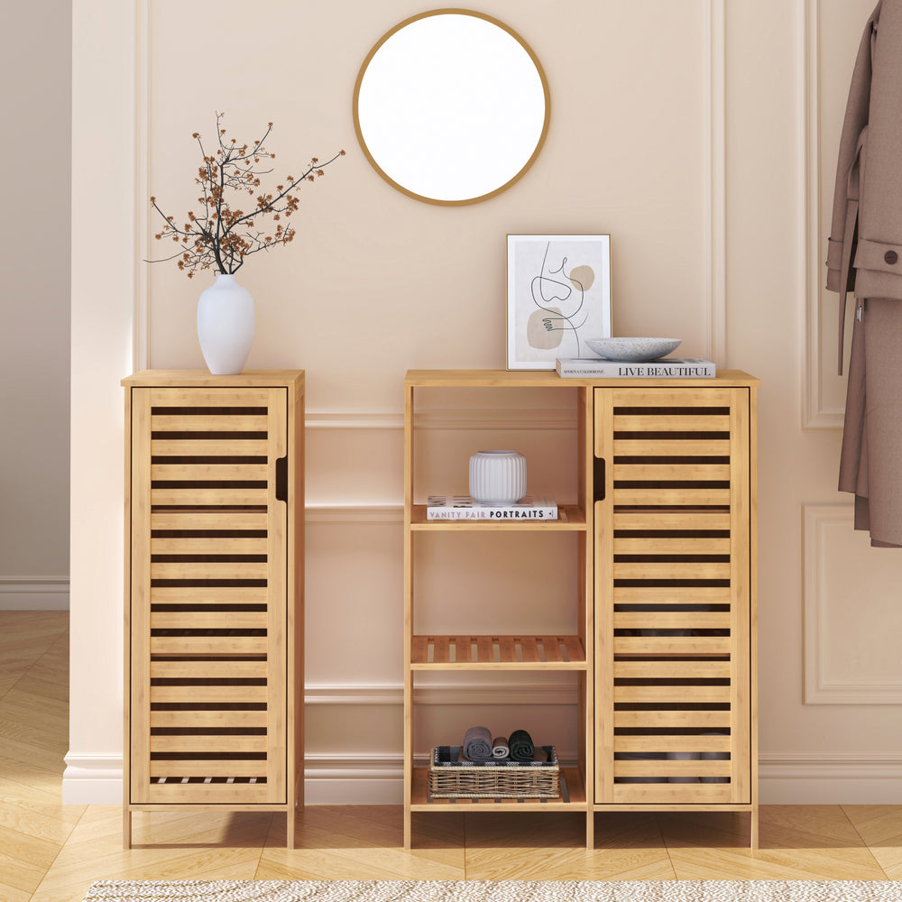 Skabsskab Hakseri 2 dele 87x99x33 cm Bambus Natur [en.casa]