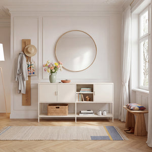 Skænk Kliri Stål 160x40x80 cm Cremehvid [en.casa]