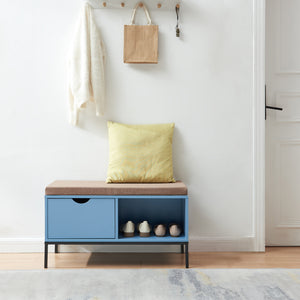 Skoebænk Colwyn 80x40x45 cm Blå [en.casa]