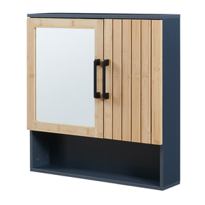Spejlskab Svanes 58x56x13 cm Mørkegrå/Natur [en.casa]