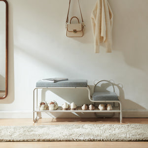 Skobænk med børnestol Jässaatka stål 100x32x46 cm grå [en.casa]