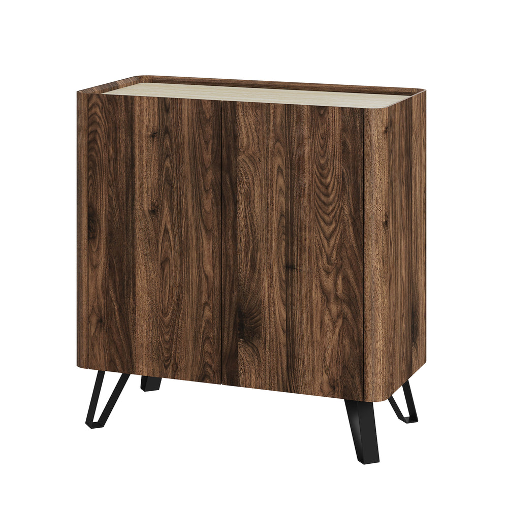 Kommode Trorlon 83x80x40 cm valnøddeoptik/travertin [en.casa]